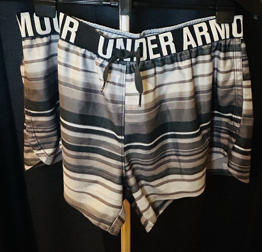 Under Armour Gray/Black Striped Shorts Women's size S